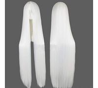 Lunghi capelli lisci 40"100cm Cosplay Parrucca bianca 100CM / 40 pollici Fibra sintetica resistente al calore Lunghe parrucche di costume di Halloween bianco Taglia unica lunga parrucca bianca 660-