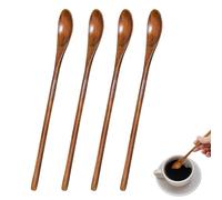 lunghi cucchiaini da caffè, cucchiaini legno naturali cucchiaio di agitazione di legno lungo per bevande di tè del caffè (4)