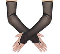 Lunghi Guanti Donna Eleganti Guanti Sposa fino a Gomito Guanti da Ballo Accessori Anni 20 Guanti Senza Dita, Guanti Lunghi Neri in Tulle per Matrimonio