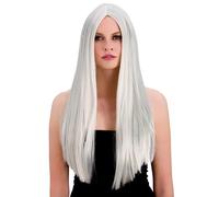 Lungo da Donna Argento Parrucca Classico Halloween Streghe Costume 61cm Parrucca