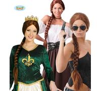 CARNEVALE HALLOWEEN PARRUCCA TRECCIA LUNGA CASTANA WIG BROWN LONG BRAID 4227