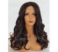 Lungo Donne Pizzo Anteriore Parrucca Calore Resistente KW03 Dark Marrone, Biondo