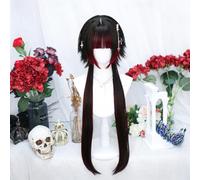 Lungo Dritto Lolita Parrucca Per Le Donne Resistente Al Calore Fibra Sintetica Strati Capelli Partito Halloween Quotidiano Cosplay Parrucche (Red)