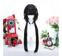 Lungo Dritto Lolita Parrucca Per Le Donne Resistente Al Calore Fibra Sintetica Strati Capelli Partito Halloween Quotidiano Cosplay Parrucche (Black)