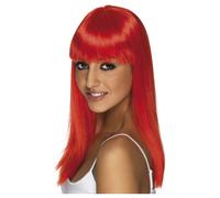 Lungo Dritto Rosso Parrucca Donna Costume Glamourama Parrucca Vestito Diavolo