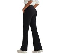 LUNGO FIT Bootcut Pantaloni Yoga per le donne con tasche Bootleg Pantaloni Vita Alta Controllo Pancia Delle Donne Svasati Pantaloni Allenamento… - nero - S