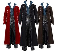 Lungo Giacca Gotica Uomo Vendita, Doppiopetto Giacca Steampunk da Uomo Vintage Medievale Trench Coat Risvolto Cappotto Vittoriana Uniforme Costumi da Gentiluomo per Carnevale, Halloween Costume