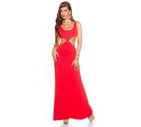 Lungo Goddess-Look Maxi-Abendkleid Con Cut-Out Rosso 34/36/38 #AK1213