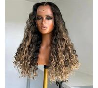 Lungo Ombré Biondo Morbido Profondo Parrucche Frontali In Pizzo Riccio Crespo Senza Colla Da 26 Pollici, 180 Densità