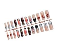 Lungo Piazza Premere Unghie Leopardi Floreale Acrilico Stick On Per Le Donne Alla Ricerca Unico Manicure Lungo Gradiente Chiodo