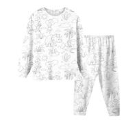 Lungo Pigiama Ragazzo Pigiameria Bambino Due Pezzi Abbigliamento da Notte Maglia a Maniche Lunghe e Pantaloni Pigiami Caldo Cotone Morbido Tuta Casa per Casual