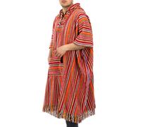 Lungo Poncho con Cappuccio Cotone Tessuto Unisex Adulti Caldo Freddo Dip Toga