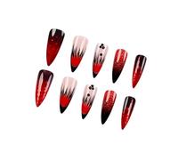 Lungo premere sulle unghie Full Covers Stick On Nails Glittering Mandorla Falso Manicure Art Per Ogni Occasione 24Pcs Lungo Natale Falso Nail