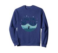 Lungo Tempo Senza Mare: giocosa Avventura Balena oceanica Felpa, Unisex per Adulti, Navy, XXL
