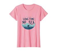 Lungo Tempo Senza Mare: giocosa Avventura Balena oceanica Maglietta, Donna, Rosa, 3XL