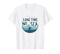 Lungo Tempo Senza Mare: giocosa Avventura Balena oceanica Maglietta, Uomo, Bianco, 3XL