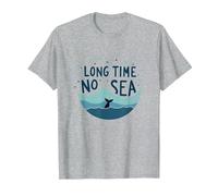 Lungo Tempo Senza Mare: giocosa Avventura Balena oceanica Maglietta, Uomo, Grigio Melange, 6XL