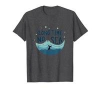 Lungo Tempo Senza Mare: giocosa Avventura Balena oceanica Maglietta, Uomo, Grigio Scuro, 6XL