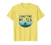 Lungo Tempo Senza Mare: giocosa Avventura Balena oceanica Maglietta, Uomo, Limone, 3XL
