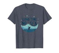 Lungo Tempo Senza Mare: giocosa Avventura Balena oceanica Maglietta, Uomo, Pervinca, 6XL