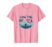 Lungo Tempo Senza Mare: giocosa Avventura Balena oceanica Maglietta, Uomo, Rosa, XL