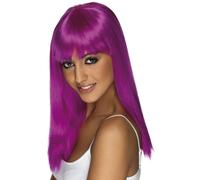 Lungo Viola Parrucca Donna Glamour Dritto con Frangia per Costume Deluxe