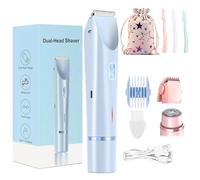 Lunias Shaver, 2025 New Upgrade Lunias Shaver Women, 2 in 1 Electric Dual Head Razors, Portable Waterproof Bikini Trimmer for Women, Wet & Dry for Leg Arm Underarm Pubic Area (Blue)