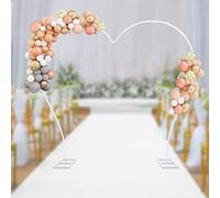 LUNICASHA Arco di nozze a forma di cuore, arco di nozze in metallo, kit arco di palloncini a forma di cuore, decorazioni di sfondo per il compleanno di nozze, bianco