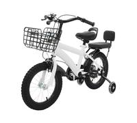 LUNICASHA Bicicletta per bambini 14 pollici, bicicletta per bambini con ruote di supporto, cestino anteriore e schienale, bicicletta per bambini dai 3 anni in su, bianco/nero (bianco)