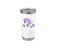 L'Unicorno a fumetti gioca a calcio Bicchiere termico in acciaio inox doppia parete