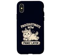 L'unicorno procrastina ora si fa prendere dal panico dopo, simpatico umorismo pigro Custodia per iPhone X/XS