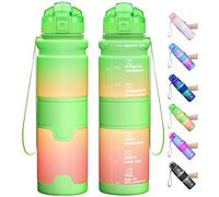 Lunidry 1L/500ML Borraccia Bambini, Senza BPA Borracce Tritan con Filtro Frutta & Indicatore del Tempo Motivazionale Borraccia Sportiva per Scuola, Ciclismo, Sport, Palestra