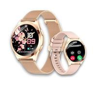 LUNIQUESHOP Orologio da donna con chiamata 1.6" - Smartwatchr eloj inteligente Oxygene Sanguin Tensione Frequenza Cardiaca Pedometro Sonno Meteo 2 Braccialetti Regalo iOS Android LSWATCH Oro Rosa