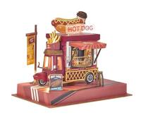 LUNIQUESHOP Puzzle 3D Food Truck Hot Dog da assemblare, modello realistico con parti aderenti e luce a LED, kit creativo per 14 anni in più