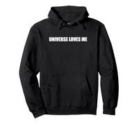 L'Universo Mi AMA Felpa con Cappuccio, Unisex per Adulti, Nero, XL