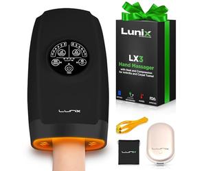 Lunix - Massaggiatore elettrico senza fili, 6 livelli di pressione per artrite, sollievo dal dolore, tunnel carpale e intorpidimento delle dita, massaggiatore Shiatsu con calore, colore: nero