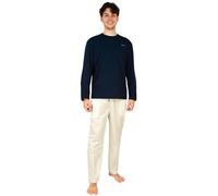 lunon Pigiama lungo da uomo, con confezione regalo, set da 2 pezzi, 100% cotone, a maniche lunghe, Pijama for Men, design senza tempo, adatto per inverno ed estate, Set Classy (verde), XL