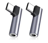 Lunpoem 2PCS Adattatore Audio da USB C a 3,5mm con Chip DAC HiFi Angolo Retto, Convertitore Tipo C a AUX per Smartphone, Tablet, Laptop, Console, Autoradio, Cuffie e Altoparlanti