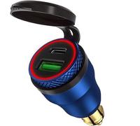 Lunriwis Caricabatterie da moto in alluminio DIN caricatore USB QC3.0 e PD adattatore di ricarica rapida con 2 porte USB per BMW Triumph 12 V-24 V Hella presa DIN