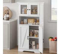 LUNSY Armadio da cucina con 4 ante, 130 cm, con ripiano regolabile, con 4 scomparti, per cucina, soggiorno, bagno, sala da pranzo, ufficio