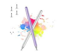 LUNTAK - Penna stilo per iPad, per Apple / iPhone / iPad Pro / Mini / Air / Android / Microsoft / Surface - Tutti i touch screen capacitivi universali con 4 punte di ricambio (2 pezzi, viola e