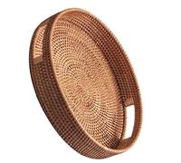 LUNWJJIP 1 vassoio in rattan intrecciato a mano, grande cestino portaoggetti for frutta, design vintage e riutilizzabile for l'arredamento e l'organizzazione della casa