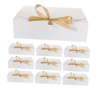 LUNWJJIP 10 scatole di carta pieghevoli portatili con nastro for damigelle d'onore, proposte di matrimonio e occasioni speciali, eleganti confezioni for gioielli, caramelle e altro ancora.(White)