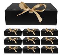 LUNWJJIP 10 scatole di carta pieghevoli portatili con nastro for damigelle d'onore, proposte di matrimonio e occasioni speciali, eleganti confezioni for gioielli, caramelle e altro ancora.(Black)