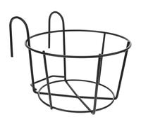 LUNWJJIP Cesto portavasi rotondo sospeso con ringhiera, portavaso in metallo sospeso con ringhiera, portavaso in ferro for balcone, giardino, interni ed esterni, nero