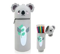 Lunyloer Astuccio Kawaii 2 in 1, in morbido silicone, con chiusura lampo, astuccio per penne e pennarelli, altezza 19,5 cm (koala), Motivo a foglie, 6.5*19.5 cm, unisex