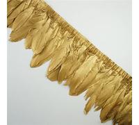 LUNYY 2 Metri di Piume D'Oca Argento Oro rifinite su Nastro Nastro Frangia Piuma d'oro per l'artigianato Vestito Abbigliamento pennacchi di Nozze Decorazione