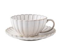 LUNYY 2 pz/Set Stile retrò 220 ml Tazze da caffè in Ceramica + Vassoio Set Tazza di Acqua a Forma di Petalo Tazza Forno Cambiare Smalto processo di Rilievo