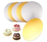 Lunza 6 Pezzi Sottotorta Tondo, 20 cm Vassoio Torta Rotondo in Cartone, Supporti per Torte, Spessore 2 mm, per Torte Decorazione Trasporto Espositore, per Decorazione di Torte Matrimoni (Argento&Oro)