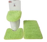 LuoAXINN 3pcs/set Solid Color Bathroom Mat Set Fluffy Hairs Bath Carpets Modern Toilet Lid Cover Rugs Kit Rectangle 50 * 80 50 * 40 45 * 50cm per Vasca da Bathroom o Come WC(Green Set)